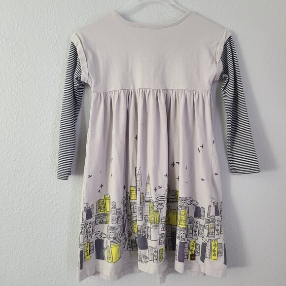 Tea Collection Girls Gray Long-Sleeve Cityscape Dress Size 8 - Picture 4 of 11